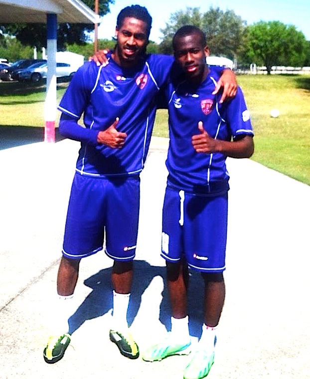 Photo shows Dwane James and his brother Kevin Molino at Orlando City last year.