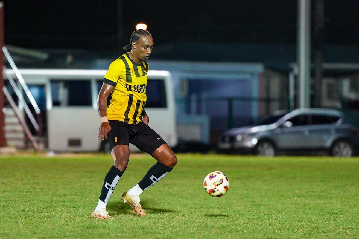 Central FC's Tyrone Charles on the ball during a TTPFL match against Club Sando at La Horquetta Recreation Ground on Saturday, January 10th 2025.