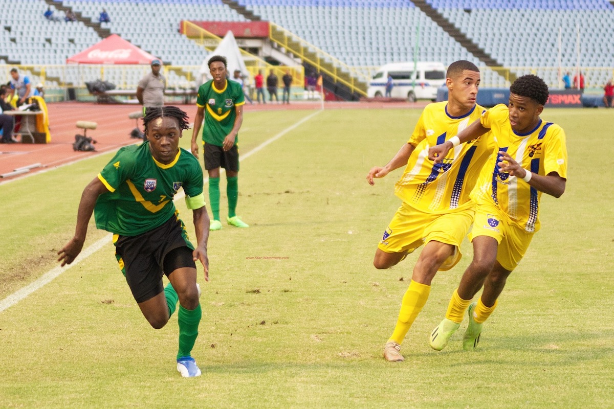 Fatima College compete against St. Benedict's College in the National Intercol final at the Hasely Crawford Stadium on December 7th 2022.