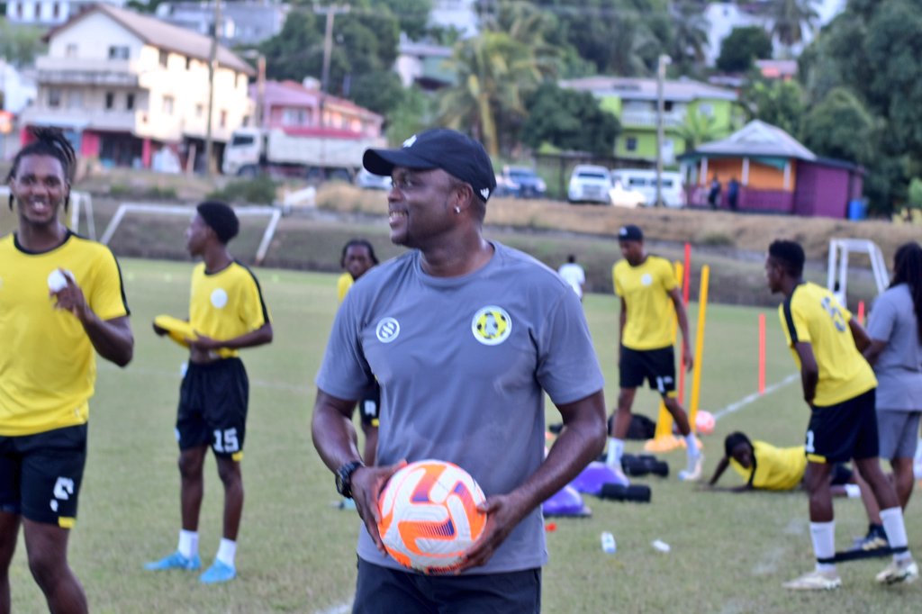 St. Lucia Head Coach Stern John during a national team training session.