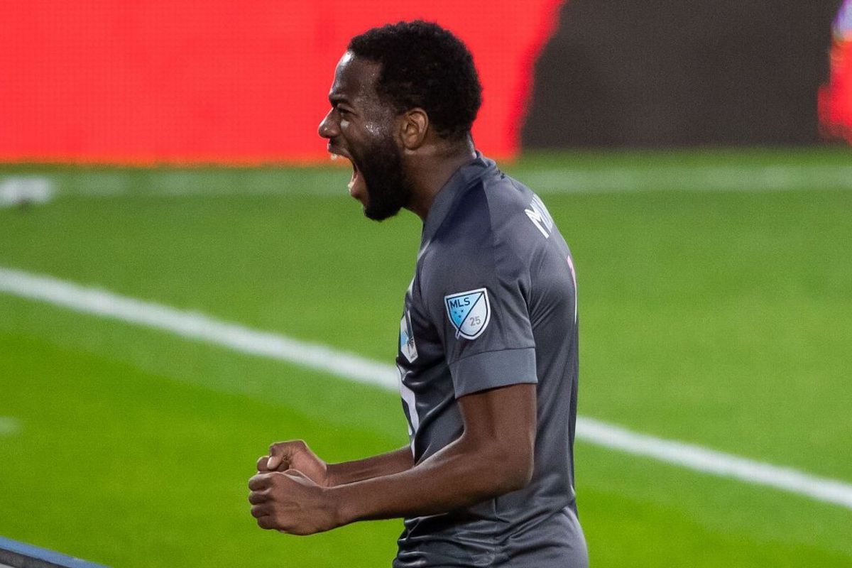 Minnesota United's Kevin Molino celebrates after scoring against FC Dallas on Wednesday, September 9th 2020 at  Allianz Field,  Saint Paul, Minnesota