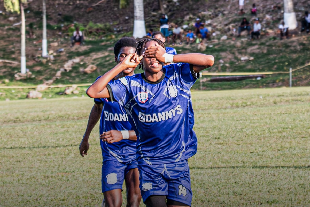 Naparima's Akiel Vesprey celebrates after scoring against East Mucurapo at Naparima College Ground, Lewis Street, San Fernando on Wednesday, September 11th 2024.