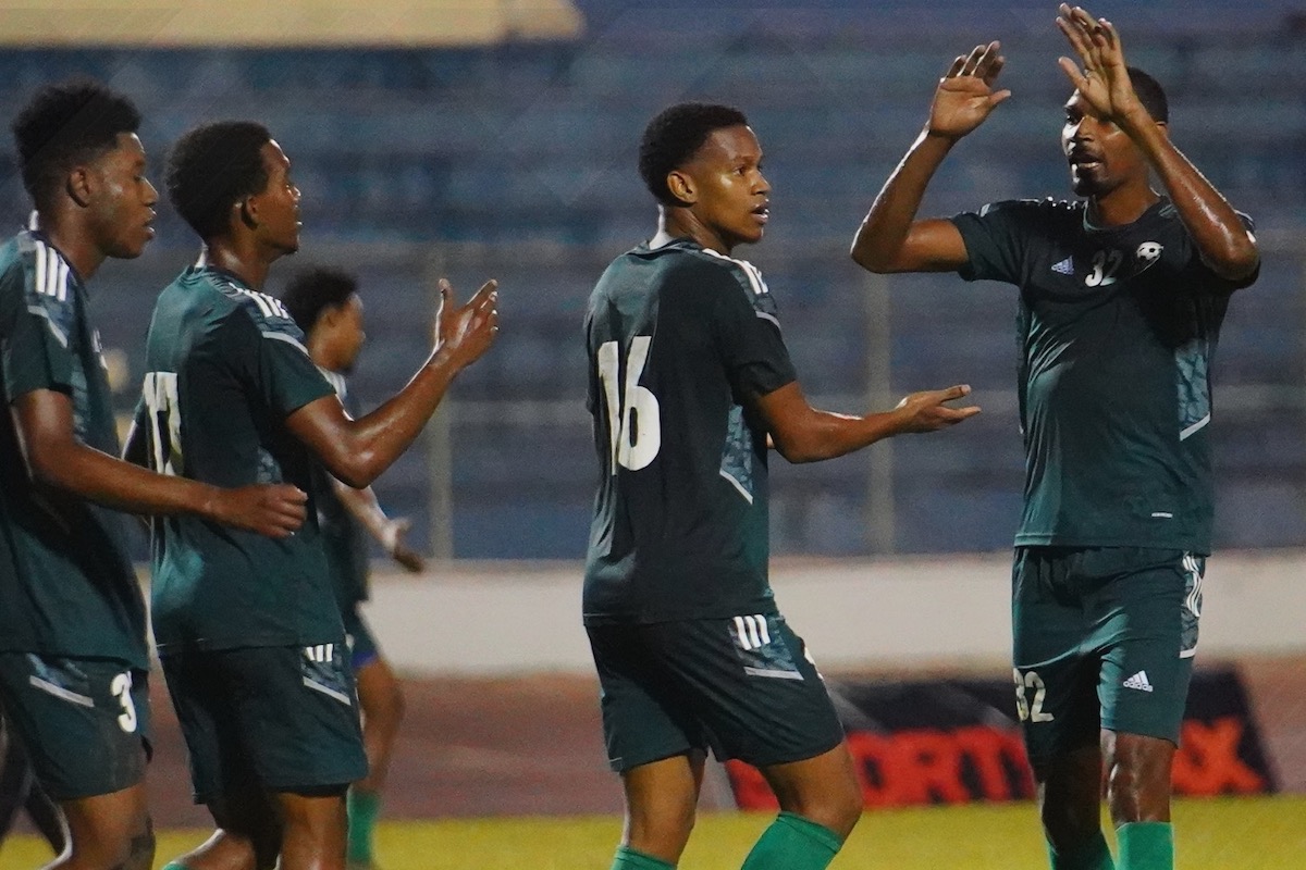 Prisons FC celebrate after scoringagainst Central FC at the Arima Velodrome on Sunday, November 26th 2023.