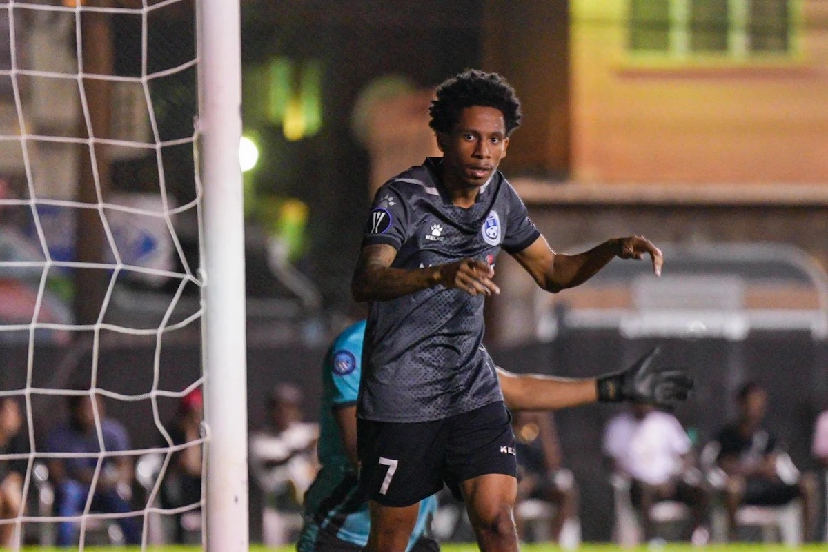 Jordan Riley scored a brace for Police FC during their 6-0 rout of Eagles FC at the Ken Cooke Ground, Police Barracks, St. James, on Saturday January 11th 2025.