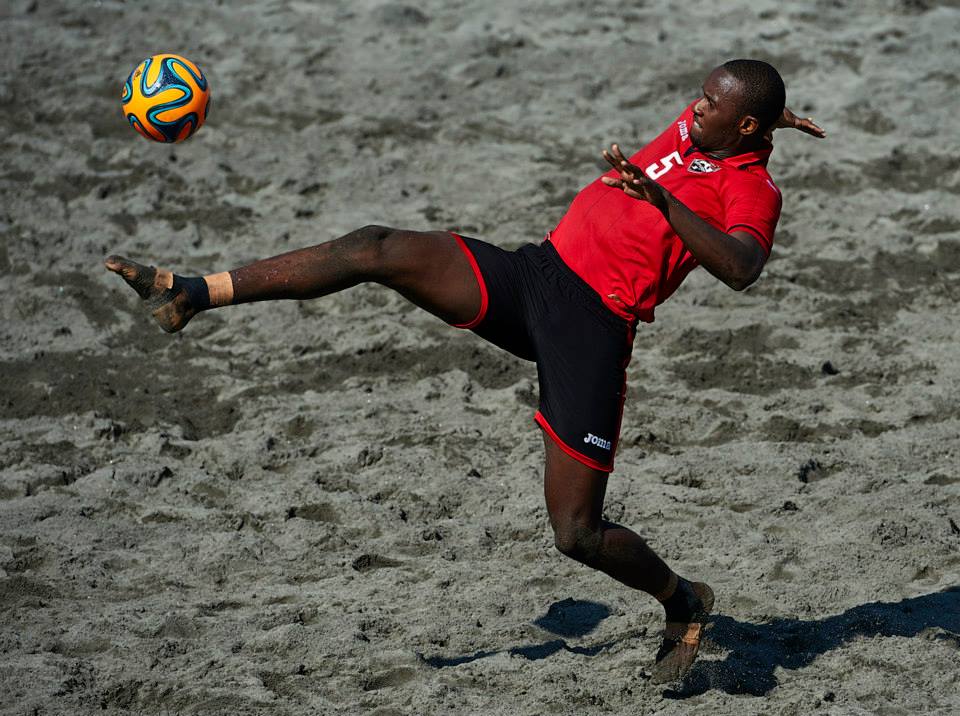 Makan Hislop in action during a game against the Turks and Caicos Islands at the 2015 CONCACAF Championships in El Salvador.