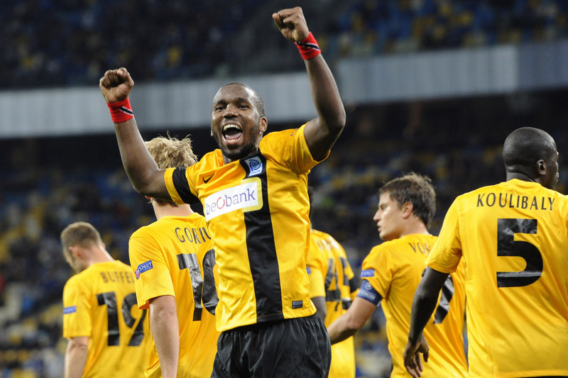 Khaleem Hyland celebrates at the end of a match against Dynamo Kiev on September 9th 2013.