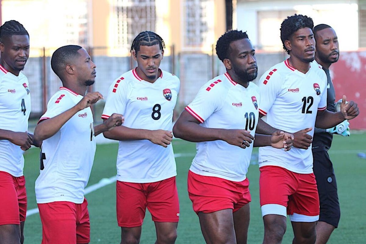 Members of the T&T senior men's football team take part in a train in a training session, on Tuesday October 8th, 2024, in Santiago, Cuba.