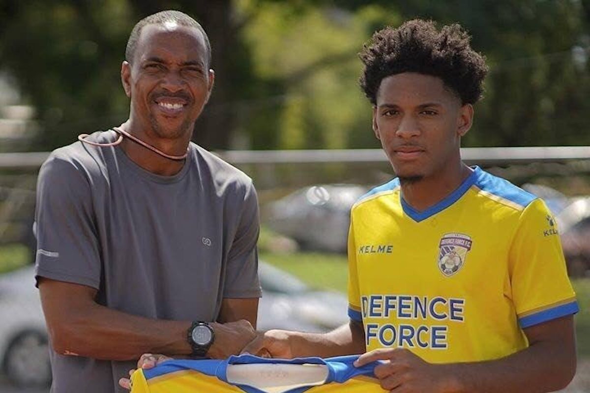 Defence Force coach Densill Theobald, left, and new signing Christian Bailey.