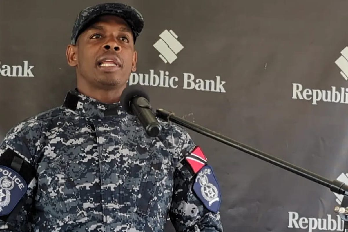 Former T&T midfielder Anthony Wolfe speaks at the launch of the Republic Bank National Youth Football League on Tuesday, February 28th 2023.