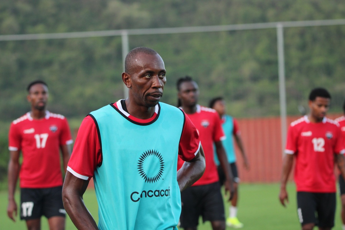 Forward Kevon Woodley during a Trinidad and Tobago training session before a World Cup Qualifier against Bahamas in June 2024.